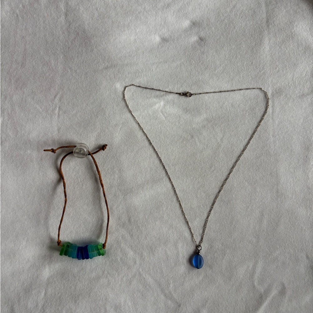 Sea glass necklace & bracelet